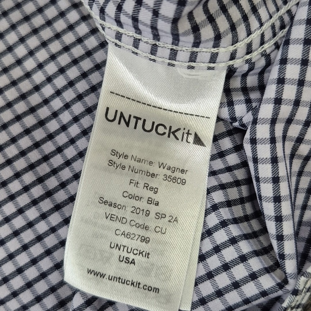 Untuckit Wagner Shirt Mens L Black Check Slim Fit Long Sleeve Button Up Stretch - Picture 7 of 8
